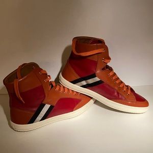 Bally unique high top leather sneakers.